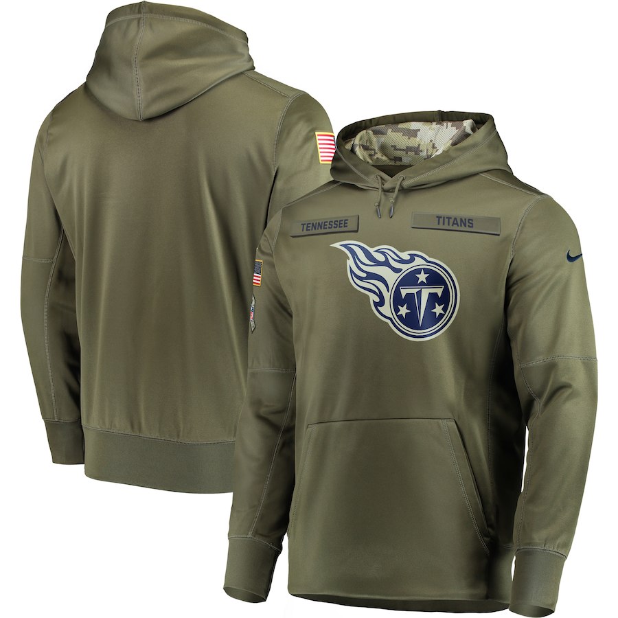 Men Tennessee Titans Nike Olive Salute To Service KO Performance Hoodie Green->tennessee titans->NFL Jersey